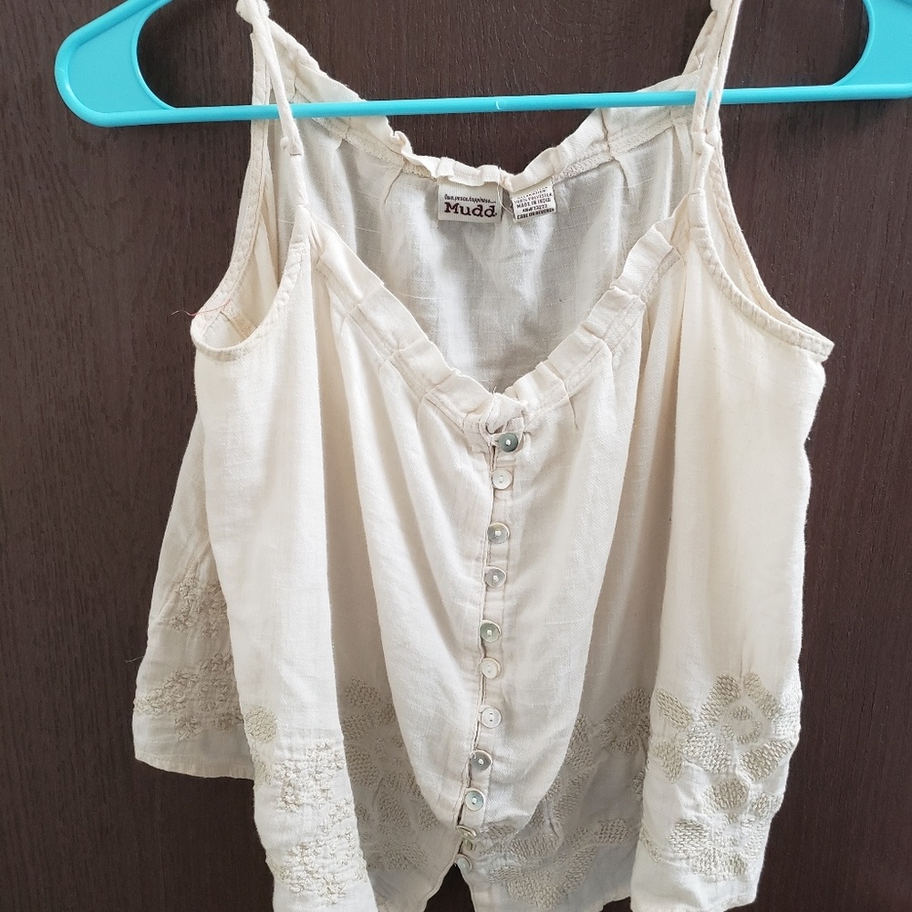 Tan Tank with a Delicate Pattern